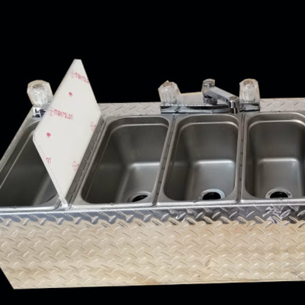 CART SIZE 4 COMPARTMENT SINK DIAMOND PLATE